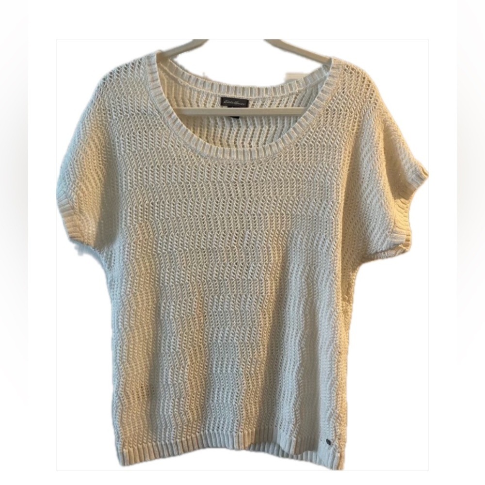 Eddie Bauer Excellent Condition White Crochet Top Size Large